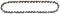 A chainsaw chain in an oval shape, lying on a white background, consisting of a series of mobile cutting links.