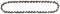 A chainsaw chain, with teeth evenly distributed along its entire length, is laid out flat.