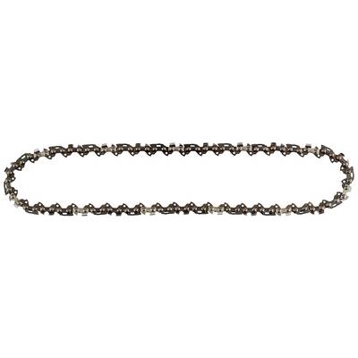 Saw chain for a chainsaw, uniformly equipped with teeth and drive links, typical industrial replacement component.<br><br>Saw chain for a chainsaw, evenly fitted with teeth and drive links, a standard industrial spare part.