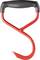 A red wooden grabber with a black, ergonomic handle. The grabber has a hook-shaped tip suitable for lifting logs.