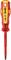 An isolated screwdriver with a yellow-red handle and black tip, suitable for electrical work, brand Wiha.