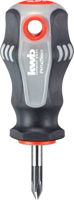 Screwdriver with ergonomic handle and Phillips cross-head tip. Suitable for work requiring precise hand tools.