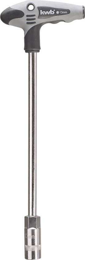 T-shaped metal and plastic spanner with 'kwb 13 mm' printed on it, suitable for tightening screws.
