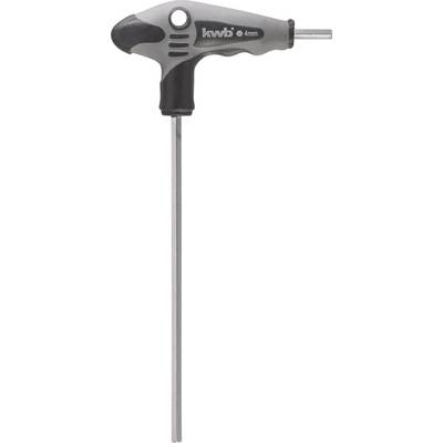 A T-handle hex key with a grey and black handle, marked with '4 mm' and 'kwb' in white lettering.