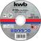 Grinding disc with inscription 'kwb GERMANY GMBH'. Diameter 125 mm. Max. 12,200 rpm. Suitable for stainless steel. Symbols for protective measures.