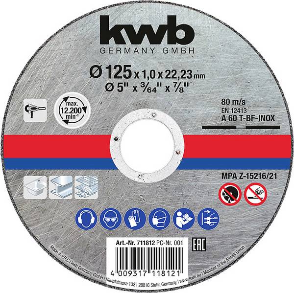 kwb 711812 Cutting disc (straight) 125 mm 1 pc(s) Steel
