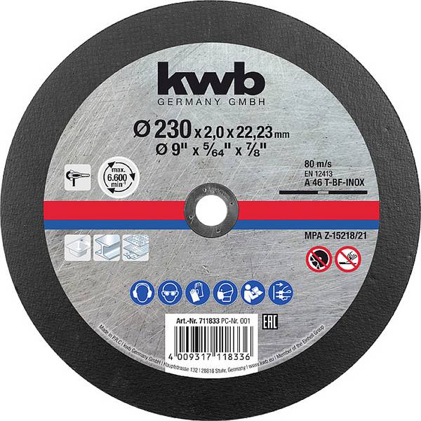 kwb 711833 Cutting disc (straight) 230 mm 1 pc(s) Steel