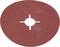 Round, red sandpaper with a central hole and four small slits around the hole.