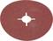 Round, red sandpaper with a hole in the centre for machines, used for sanding surfaces.