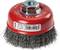 Round wire brush with red housing and metal bristles, suitable for grinding work. Labelled 'coarse 7191-26'.