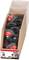 Box containing several red and black pot brushes with metal bristles, suitable for cleaning and abrasive work.