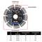 'Illustration of a diamond cutting disc with technical specifications: diameter, bore, segment height and cutting thickness in mm.'