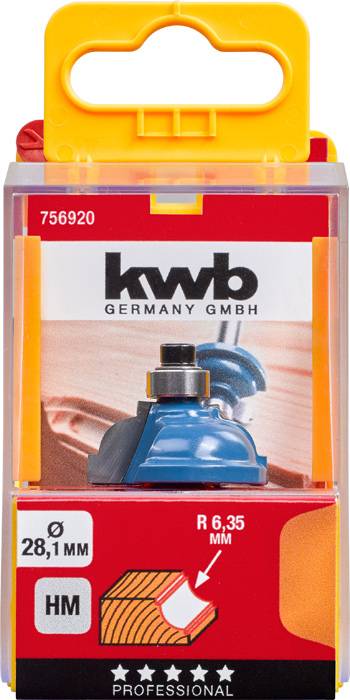'Kwb Germany GmbH' Milling Drill Bit in Packaging, Suitable for Woodworking. Dimensions: 28.1 mm, Radius 6.35 mm, Professional Quality.