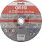 Grinding disc with inscription 'CUT-FIX 230 x 3.0 x 22.23 mm', safety instruction symbols and manufacturer's logo.