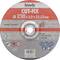 A cutting disc with the inscription 'kwb CUT-FIX 230 x 3.0 x 22.23 mm'. Details of rotational speed and safety information.
