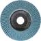 Blue-laminated grinding disc with radial arrangement around a central hole, set against a black background.