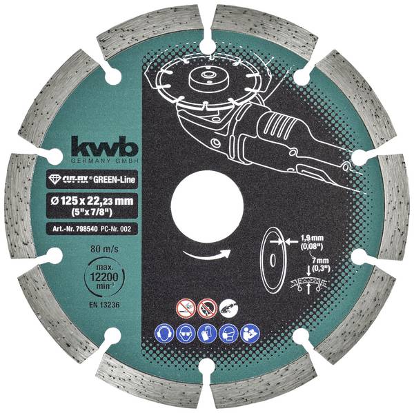 kwb 798540  Diamond cutting disc Diameter 125 mm Bore diameter 22 mm  1 pc(s)