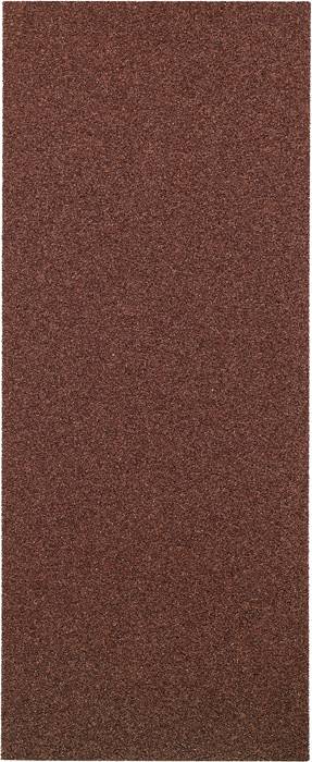 A rectangular piece of brown sandpaper, uniformly textured, suitable for woodworking or metalwork.