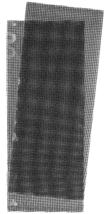 Two overlapping, rectangular, black lattice networks in a diagonal arrangement on a white background. Function or context unknown.