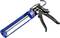 Blue and black cartridge press for sealants. Tool with trigger and tube support, used for precise dosing of materials.