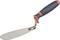 Garden trowel with a black ergonomic handle and red accent, used for planting and digging in the soil.