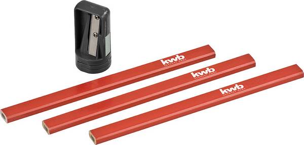 kwb 939290 Carpenter's pencil with sharpener, 4-piece Carpenter pencil
