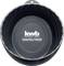 Round cake tin by kwb Germany GmbH, made of black metal, with a wave design around the edge and a hanging hole.