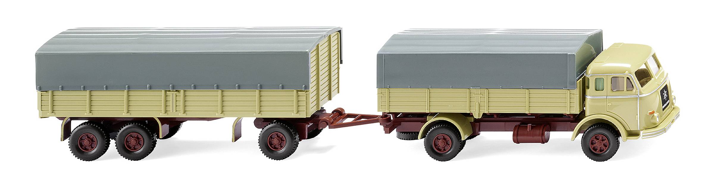 Image of Wiking 0417 02 H0 HGV Henschel Flatbed trailer Henschel green beige