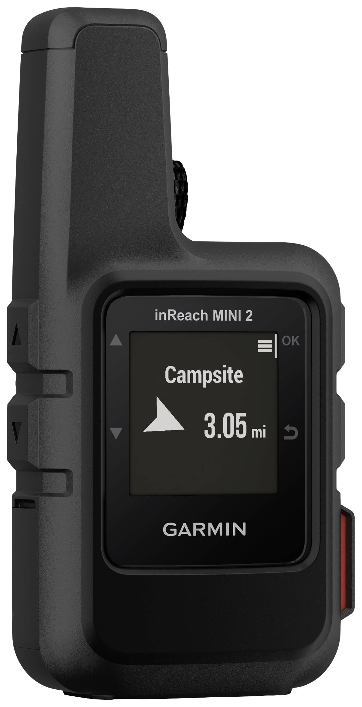 Portable GPS device showing 'Campsite 3.05 mi'.