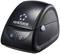 Black renkforce label printer with blue power button and print slot.