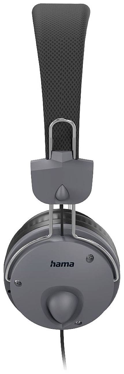 Grey headphones with a wide, padded headband, closed design and wired. 'Hama' brand visible on the ear cup.