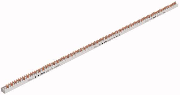 A long, narrow metal strip with orange plastic tips, used as an accessory for electrical switchgear.