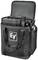 Black shoulder bag with microphone and audio devices. Bag has an "EV" logo and an open flap revealing the contents.