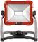 LED floodlight with a red frame and grey stand, by TOOLCRAFT. Suitable for working in poor lighting conditions.