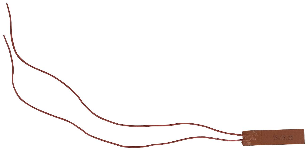 Red temperature sensor with two long wires.