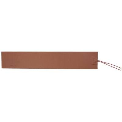 Elongated, brown heating film for use in infrared heating systems or underfloor heating systems.