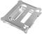 A silver metal laptop stand with ventilation slots, by the brand Hama. Designed to improve air circulation.