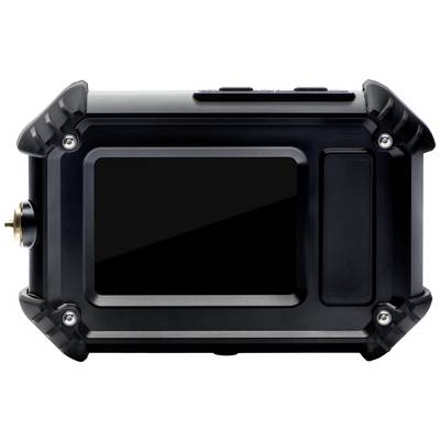 A black camera back with a display and several buttons.