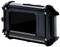 A black camera with a robust protective casing and digital display on the back, suitable for outdoor activities.