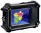 Thermal imaging camera shows a colourful thermogram with temperature display. The main object in the centre is depicted in red, surrounded by cooler colours.