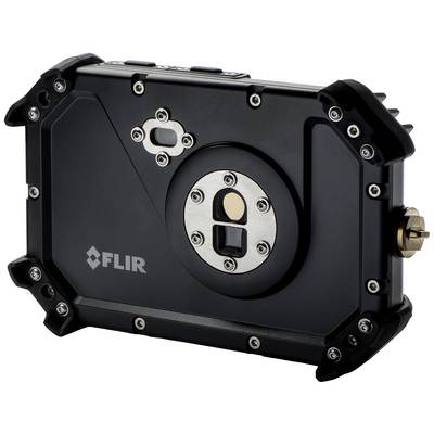 A black, robust camera with a distinctive, reinforced casing and central lens, designed for extremely resilient applications.