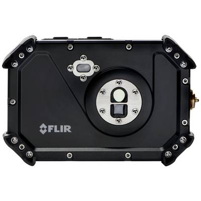 Black, robust thermal imaging camera by FLIR with lens and multiple screws at the corners, suitable for extreme conditions.