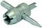 A silver-coloured metal valve core tool with four different ends, suitable for unscrewing and tightening valves.