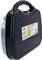 Black tool case with handle, label displays manufacturer information and safety markings.