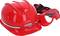 Red hard hat with safety goggles and ear defenders, featuring the KS Tools logo.