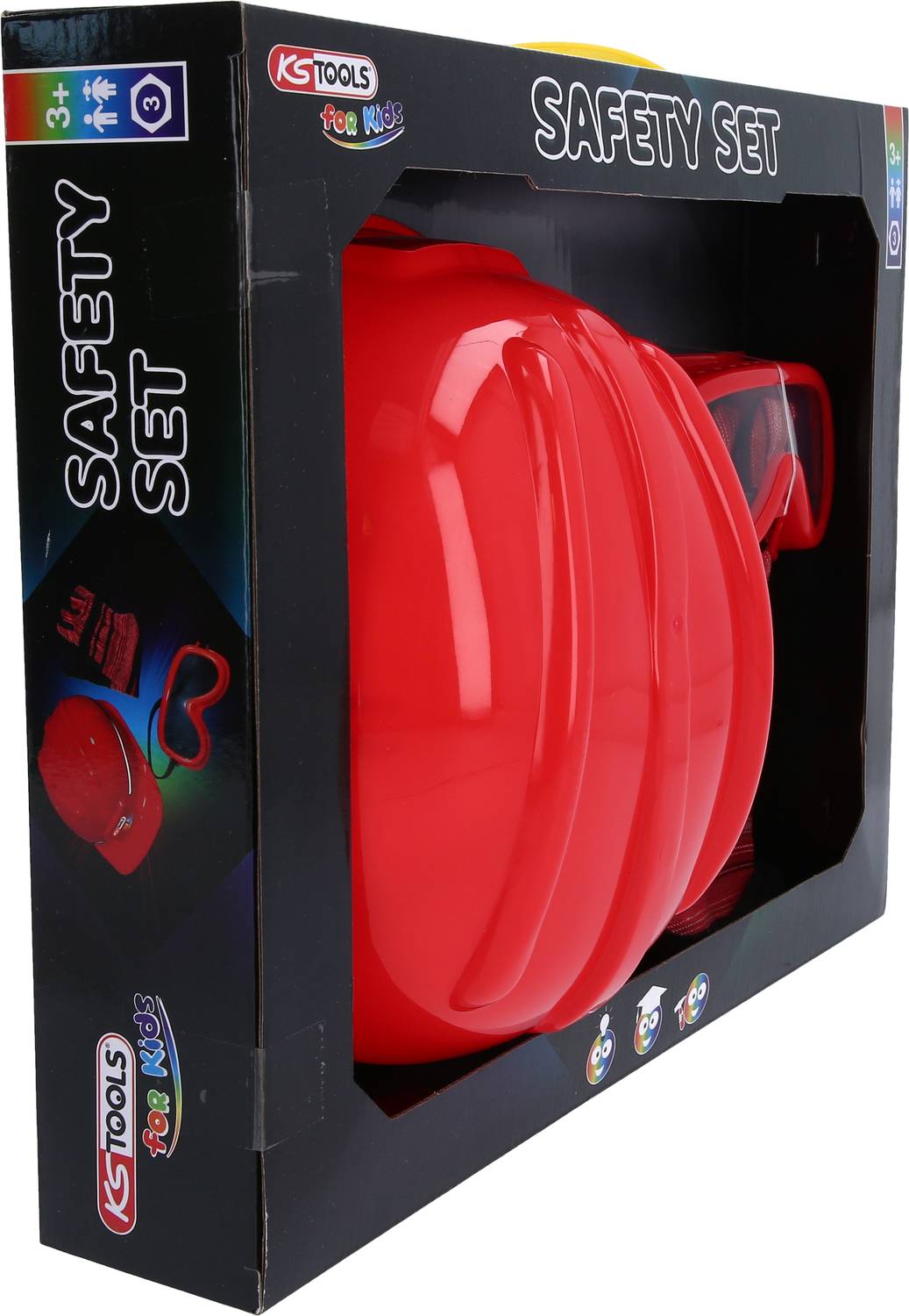 'Safety Set' for children, included in the package: toy helmet and goggles. Products are visible in a decorative packaging.