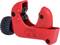 Red pipe cutter with rotatable handle, suitable for pipes with a diameter of 3-28 mm. Ideal for precise cuts in metal pipes.