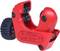 Red pipe cutting tool with black adjustment dial, suitable for diameters of 3 to 22 mm.