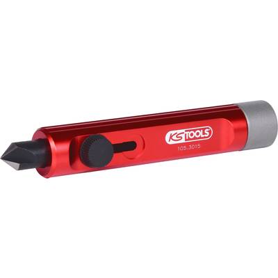 Tap removal drill with a red handle and black tip, suitable for removing screw remnants.