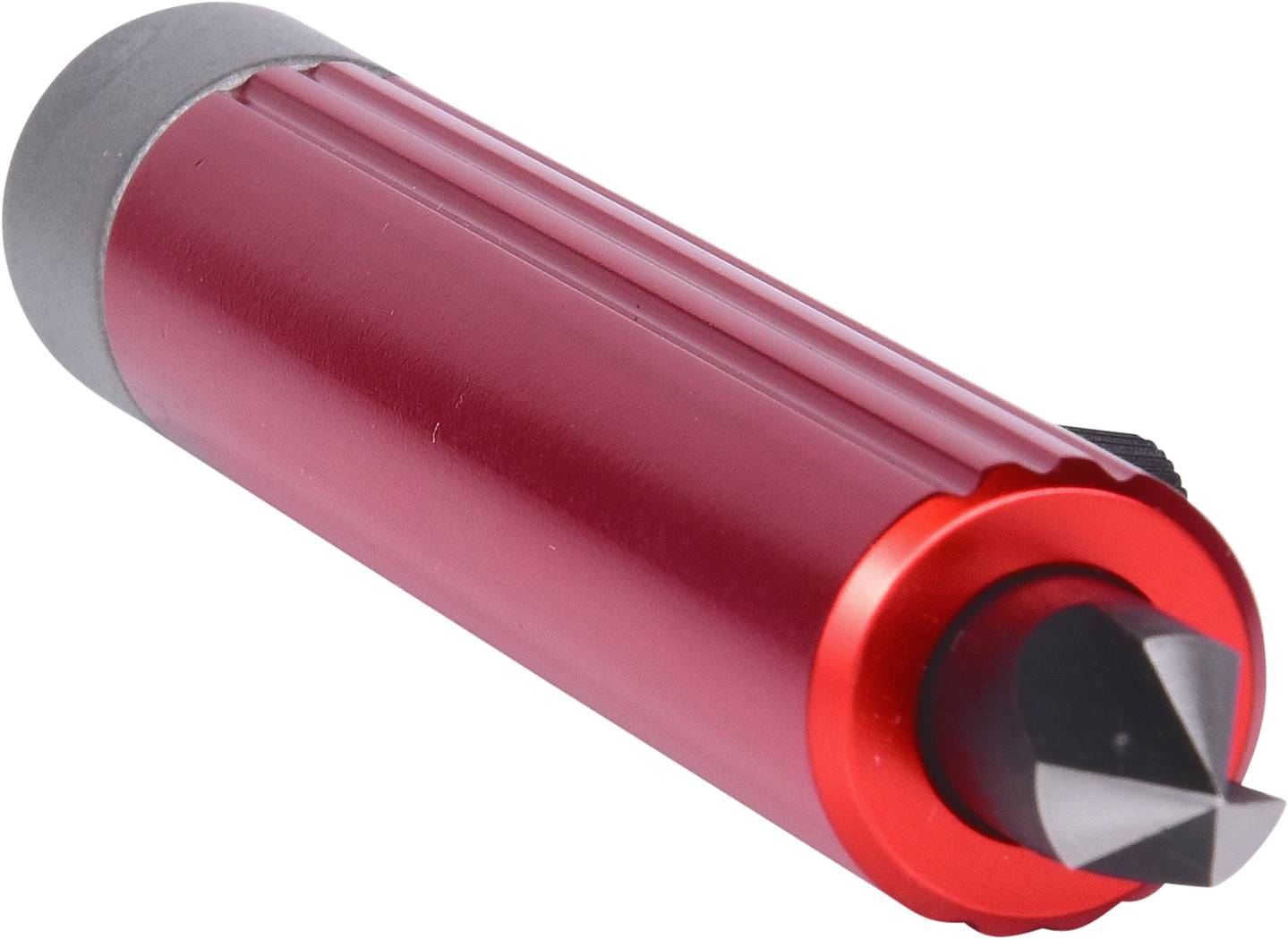 Rotary cylindrical tool with a black, pointed tip, used for marking out or drilling in craft or industrial applications.